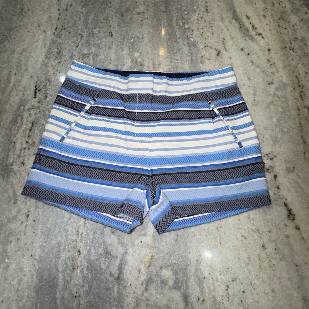J. Crew 30" Women's 2 Blue White Striped Seersucker Shorts Nautical Beach Preppy